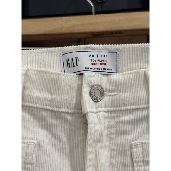 GAP Women's Size 10T White Corduroy 70s Flare High Rise Pants New - Picture 2 of 5